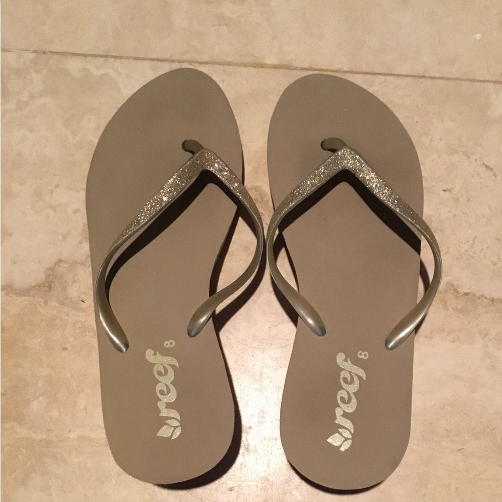 Reef Gold Shimmer Wedged Sandals